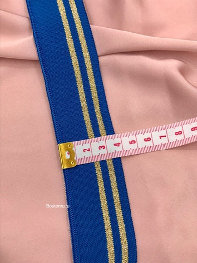 Подвяз трикотажный синий с золотыми полосками  0,8 м, ширина 4-5 см