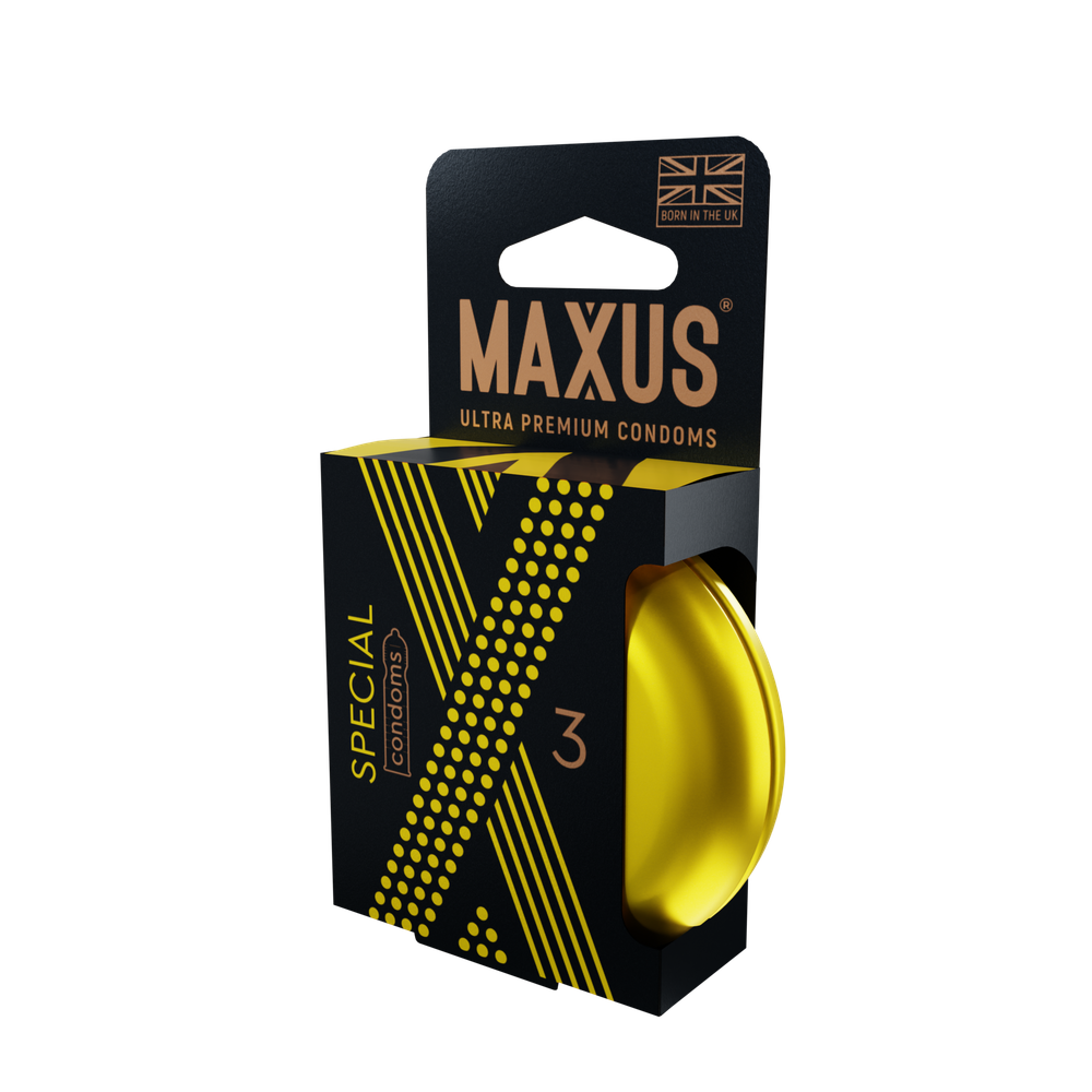 Презервативы с точками и рёбрами в железном кейсе MAXUS Special - 3 шт