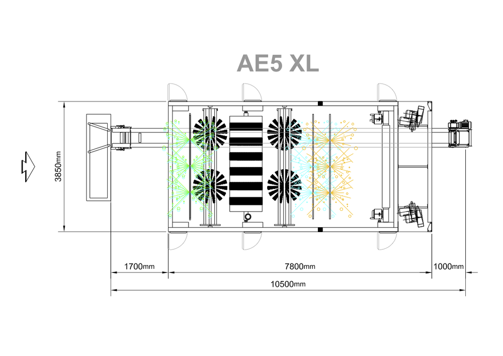 АЕ.XL.5.27 Мойка туннельная автоматическая с 5-ю щётками и контурной сушкой, проездная высота 2,7 м