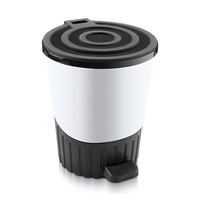 Мусорное ведро с педалью "Круги" 26 лт белый-черный