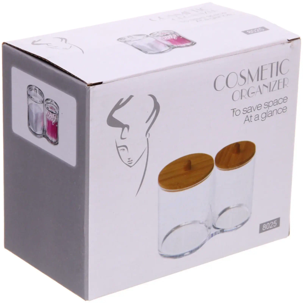 Органайзер для хранения ватных палочек и дисков»ФАНТЭНЕГРО», прозрачный, 15.3*8.6*12.5см