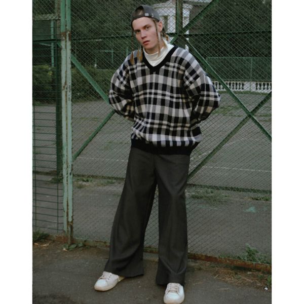 Свитер Шашки Синий - фото 5