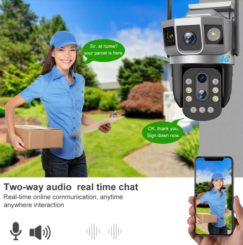 Wi-Fi 4G Камера видеонаблюдения с 2-мя объективами 4MP FaizFull FT70