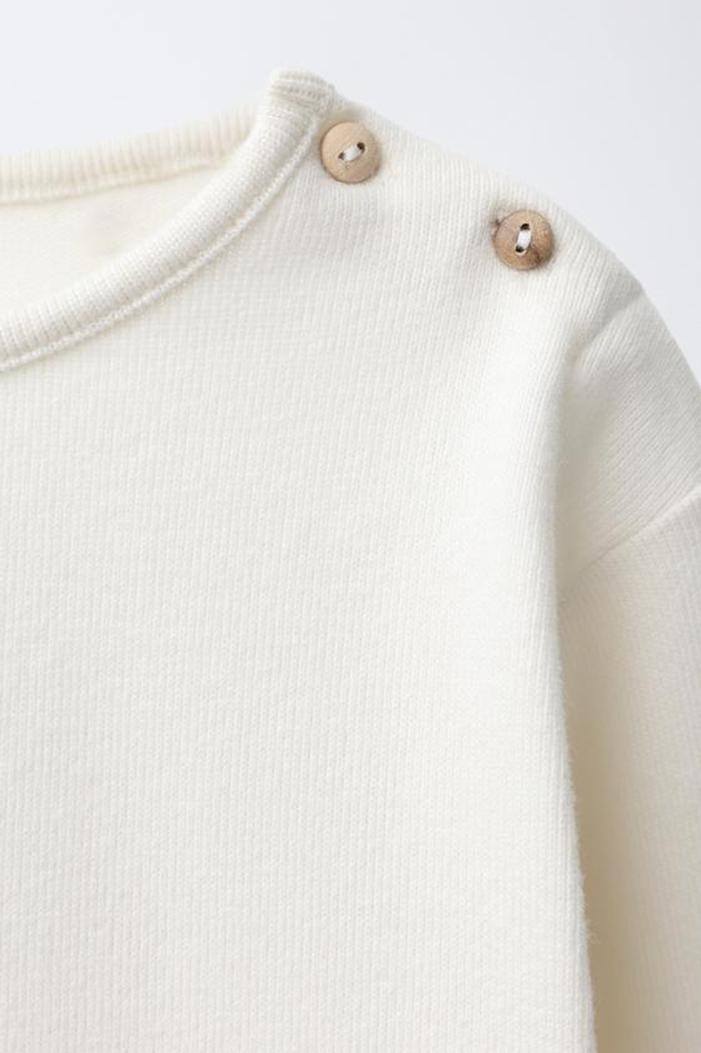 ZARA ОДНОТОННЫЙ УТЕПЛЕННЫЙ ЛОНГСЛИВ, ЭКРЮ