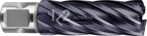 Корончатое сверло LENZ из быстрорежущей стали 12х55 мм, HSS-XE с покрытием TiAlN, арт. LZHM-012 F
