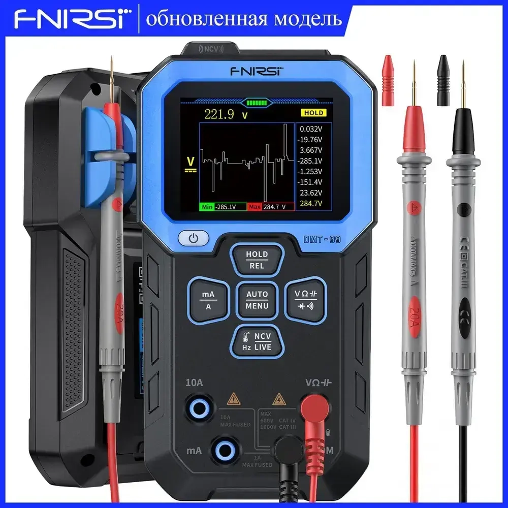 FNIRSI DMT-99 Цифровой мультиметр, 9999 отсчетов Умный профессиональный тестер 1000 В 10 А True RMS Автоматический диапазон переменного тока постоянного тока Ом Гц емкость