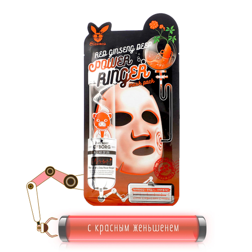 Маска для лица Elizavecca Red ginseng Deep Power Ringer тканевая Красный женьшень 23 мл