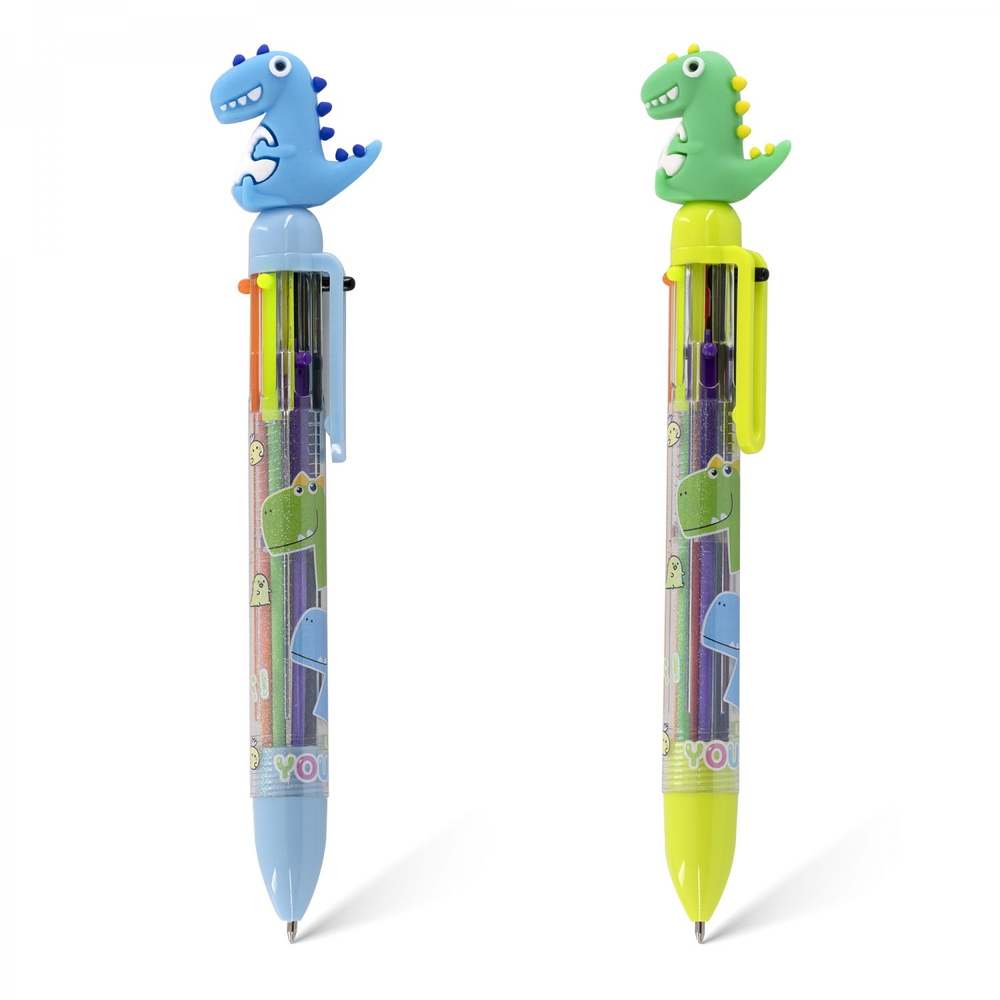 Ручка шариковая Alingar, "Dino", 0,7 мм, 6 цветов, автоматическая, круглый, цветной, пластиковый корпус, карт. уп.