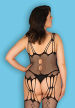 Эффектный боди-комбинезон с имитацией чулок и вырезами (Размер: XL-XXL) (Цвет: черный)