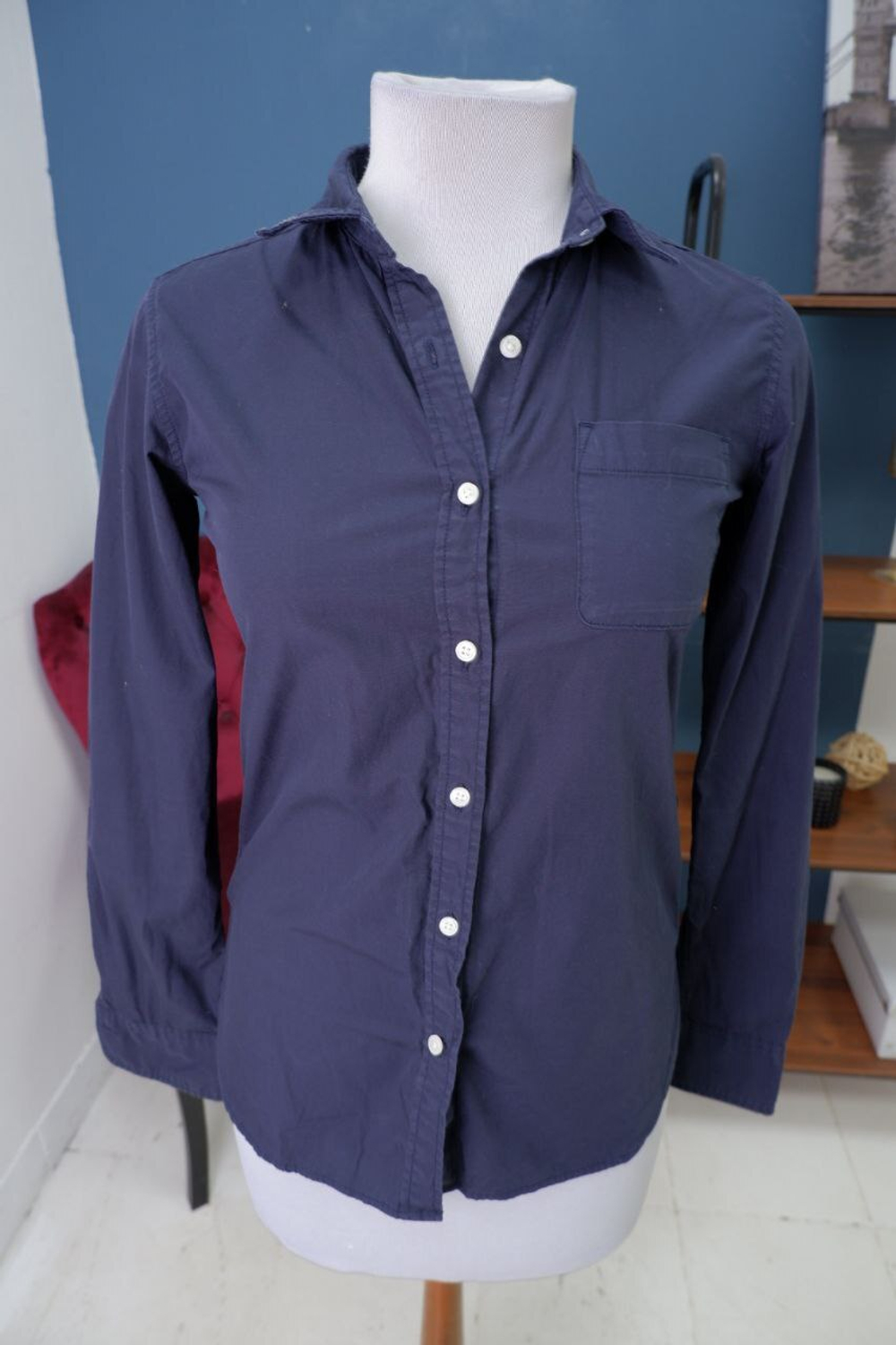 Рубашка классическая синяя 42 размер