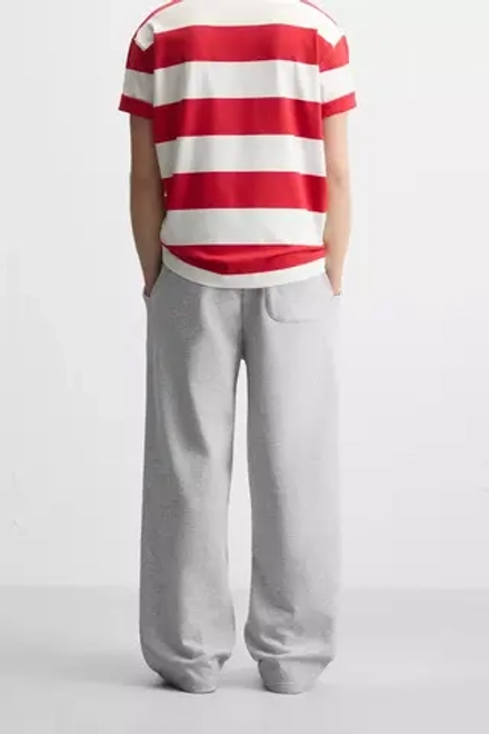 ZARA ДЖОГГЕРЫ WIDE-FIT, СЕРЫЙ С МЕЛАНЖЕВЫМ ЭФФЕКТОМ