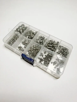 Набор гужонов M3 M4 M5 M6 M8 300 предметов в пластиковом кейсе. Винты без шляпки, винт без головки.