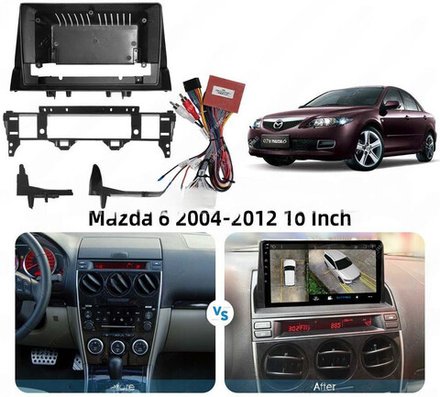 Магнитола для Mazda 6 2002-2007 (вместо верхнего бардачка) - Carmedia SF-9506-B QLed, Android 12, TS10, CarPlay, 4G SIM-слот