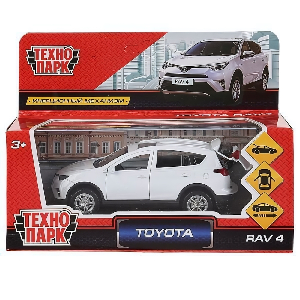 Модель ин. мет. "Toyota RAV4" 12см, двери, багаж, белый, коробка RAV4-WH (Технопарк)