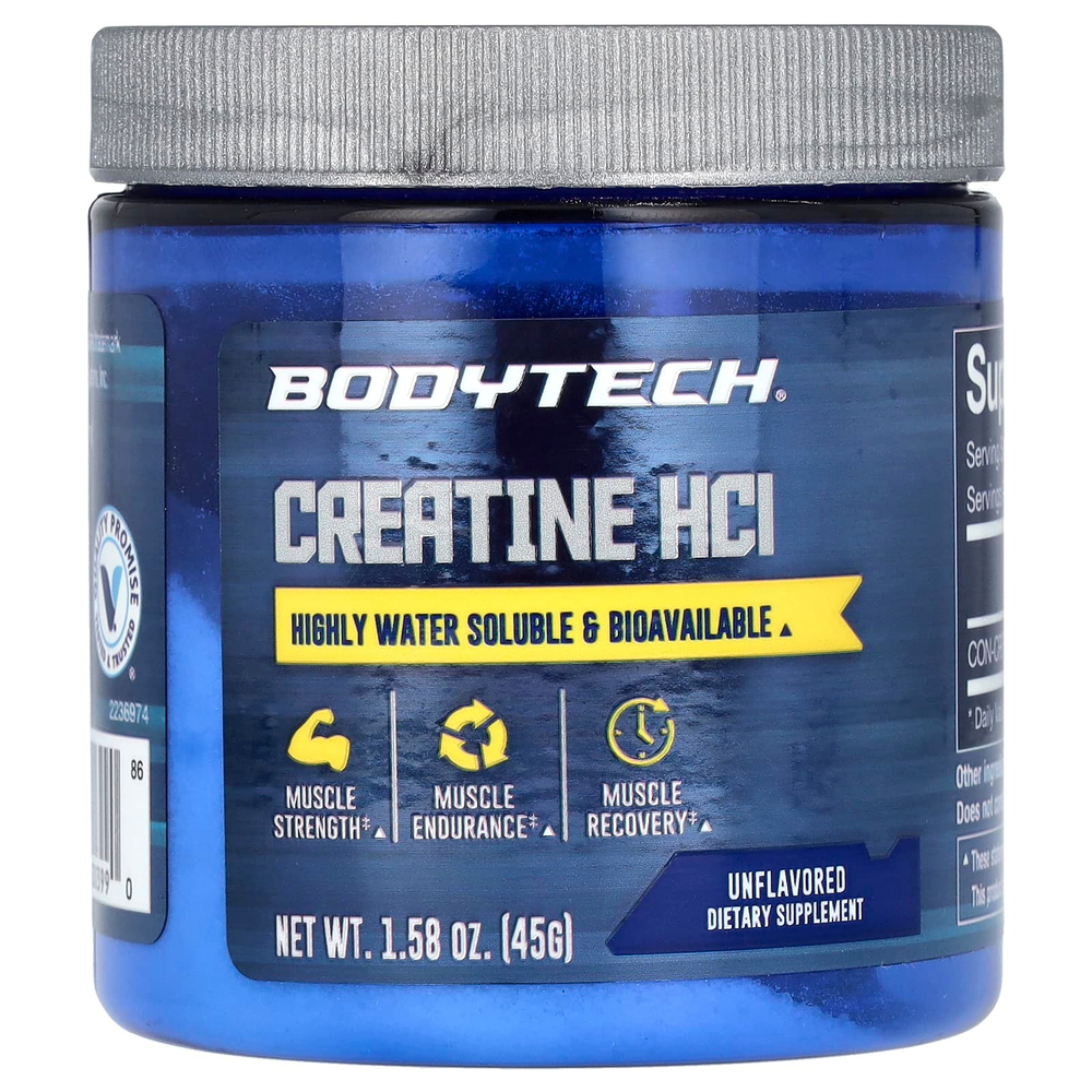 BodyTech, Креатин гидрохлорид, без добавок, 45 г (1,58 унции)