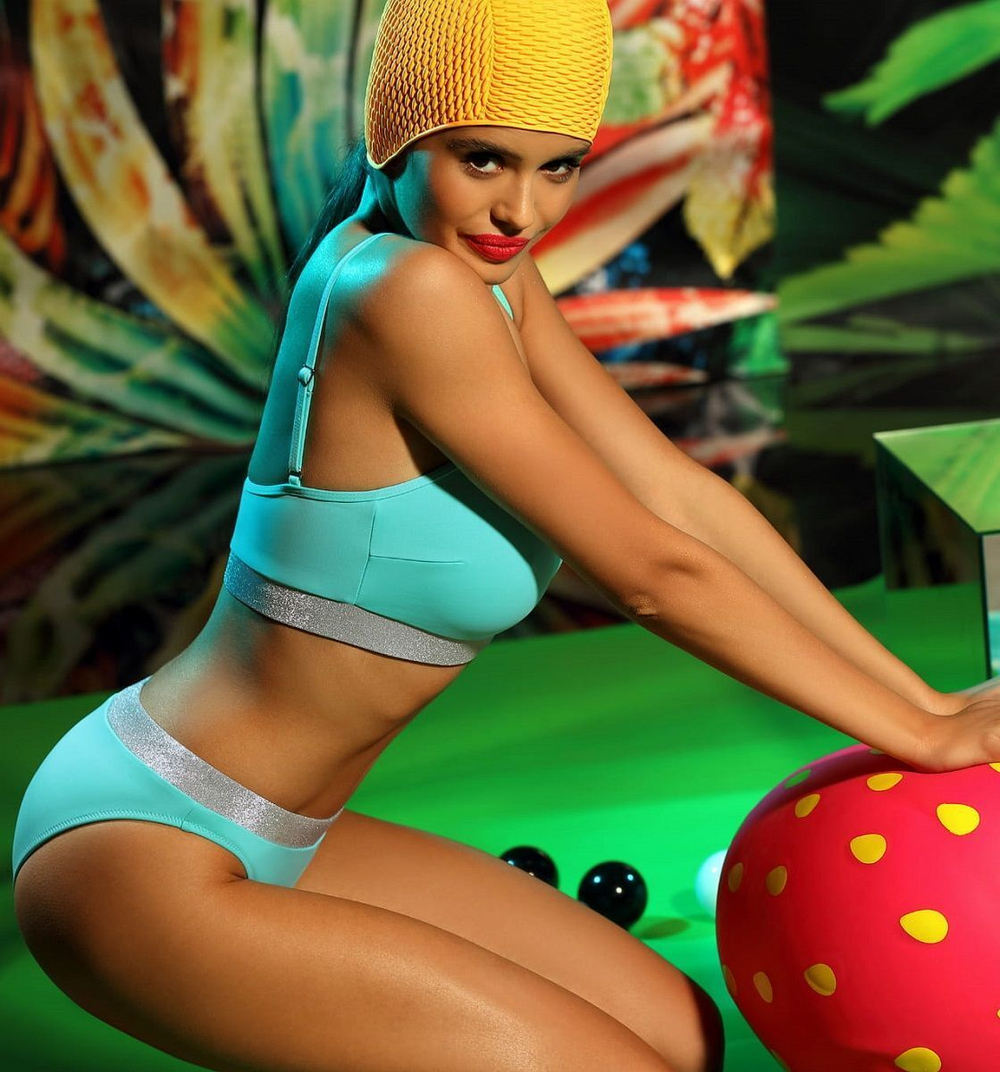 Раздельный купальник с широкими резинками с люрексом (Размер: 85/42) (Цвет: мятный)