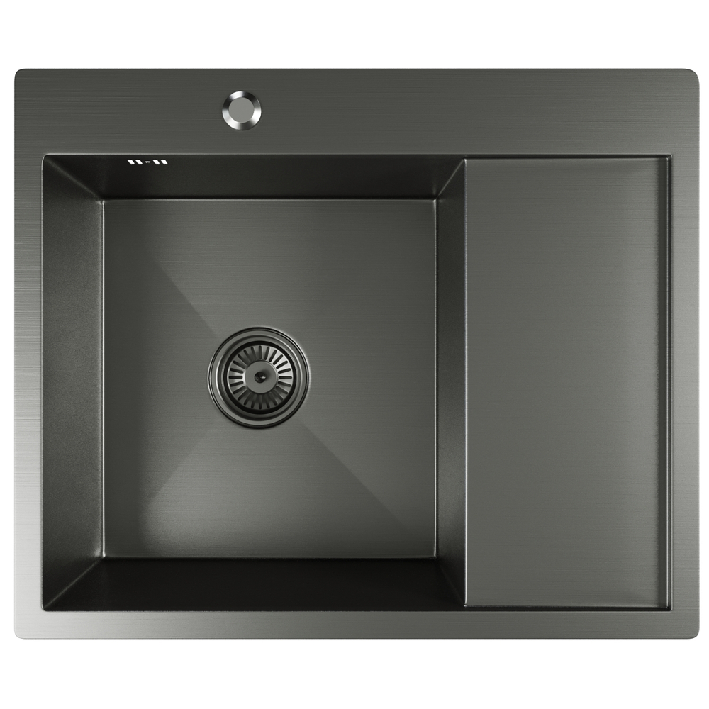 Кухонная мойка 60х50  лев. вып 3 1/2  MIXLINE PRO 20см с сифоном черный графит (552926)