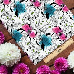 Ткань шифон графические цветы