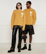 Хлопковый свитер AMI Paris - горчичный(UKS025 KN0032)