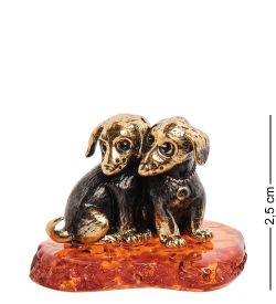 Народные промыслы AM- 297 Фигурка «Щенята» (латунь, янтарь)