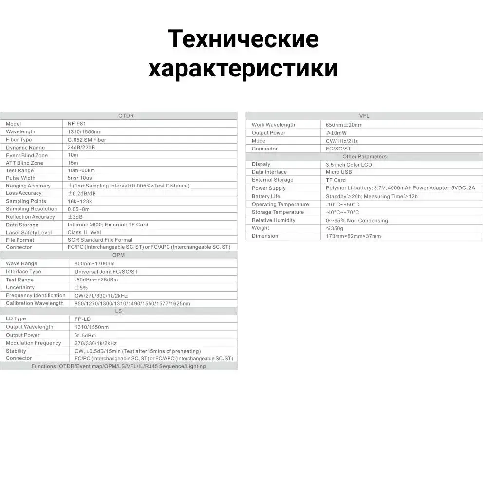 Кабельный тестер, оптический рефлектометр (OTDR) NOYAFA NF-981