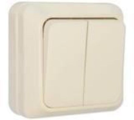 Выключатель двухклавишный "UNIVersal" серия "Олимп", о/у, 10А, 220В, "слоновая кость" (ivory)