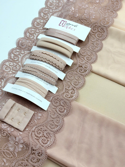 Эластичное кружево темный серебристый пион ширина 17.5 см