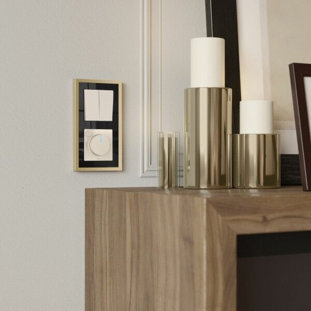 Выключатель двухклавишный с подсветкой (айвори матовый)