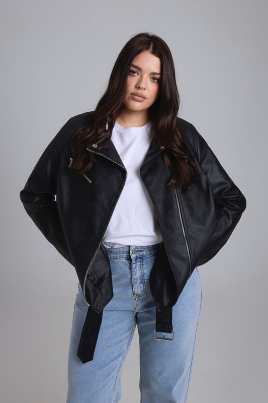 Куртка-косуха из экокожи, черный