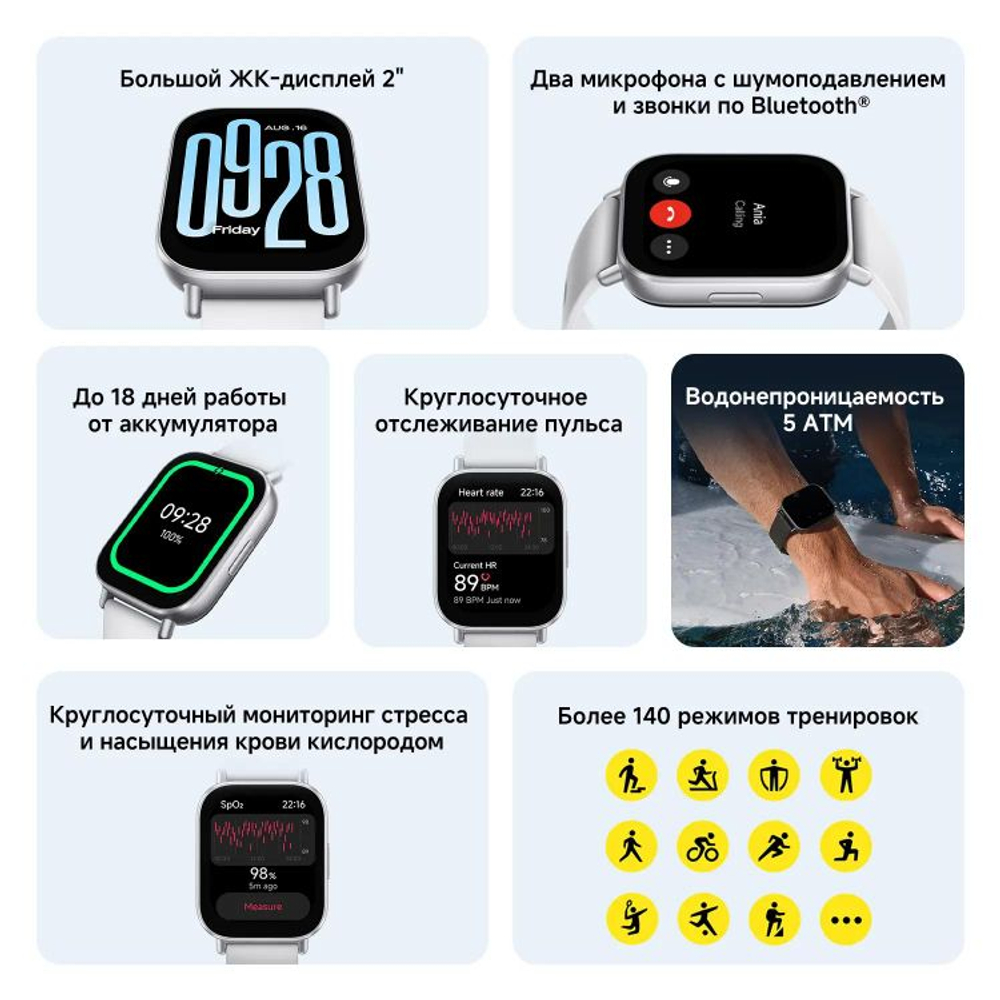Смарт-часы Xiaomi Redmi Watch 5 Active,  2",  черный