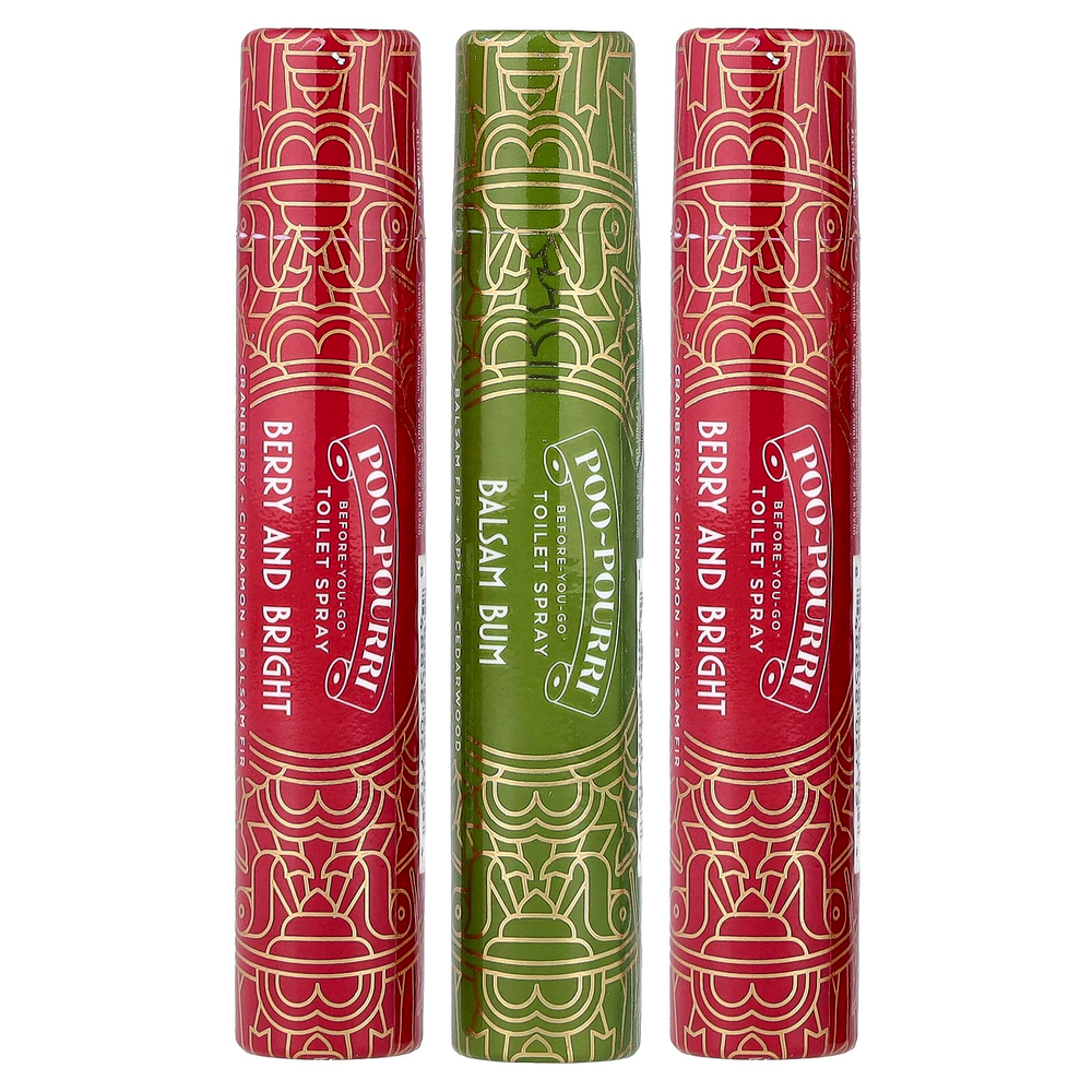 Poo-Pourri, On-The-Go, Before-You-Go®, спрей-освежитель для туалета, набор ограниченной серии, 3 шт., 10 мл (0,34 жидк. унции)