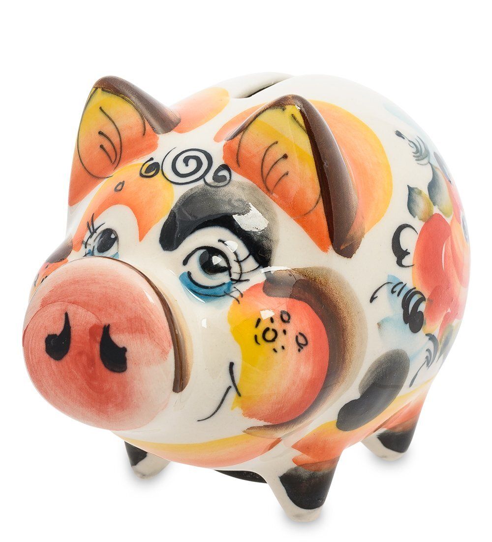 ГЛ- 451 Копилка «Свинья» цв. (Гжельский фарфор
