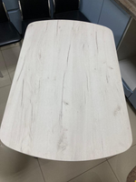 Стол неразд ЛДСП подстолье прямое хром Царг.пояс дуб крафт белый Ст-ца дуб крафт белый