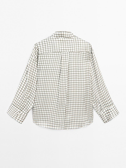 Massimo Dutti Струящаяся рубашка в клетку, жемчужно-серый