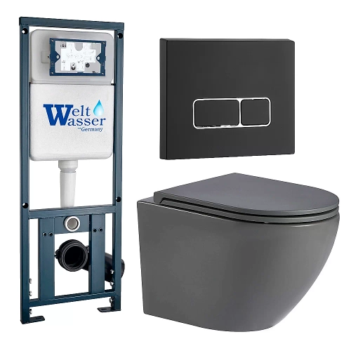 Унитаз с инсталляцией WeltWasser MARBERG 410 + MERZBACH 043 MT-GR + MAR 410 SE MT-BL