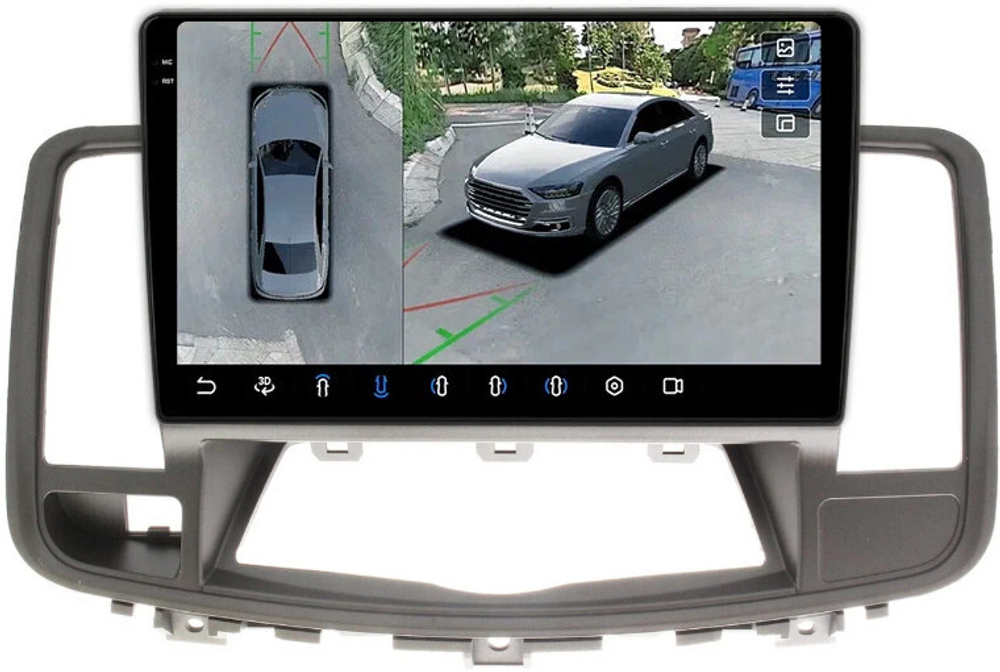 Магнитола для Nissan Teana J32 2008-2013 (ШГУ цветной) - FarCar BX1076M-B-360 монитор 10.36" 2K QLED на Android 13, 6Гб+128Гб, CarPlay, 4G SIM-слот, 4 камеры в комплекте