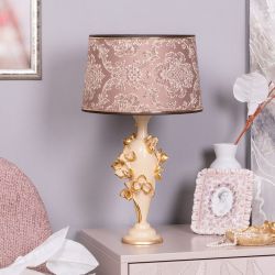 Настольная лампа Орхидея Лира Айвори с абажуром Тюссо Vatican (Ватикан) Корица