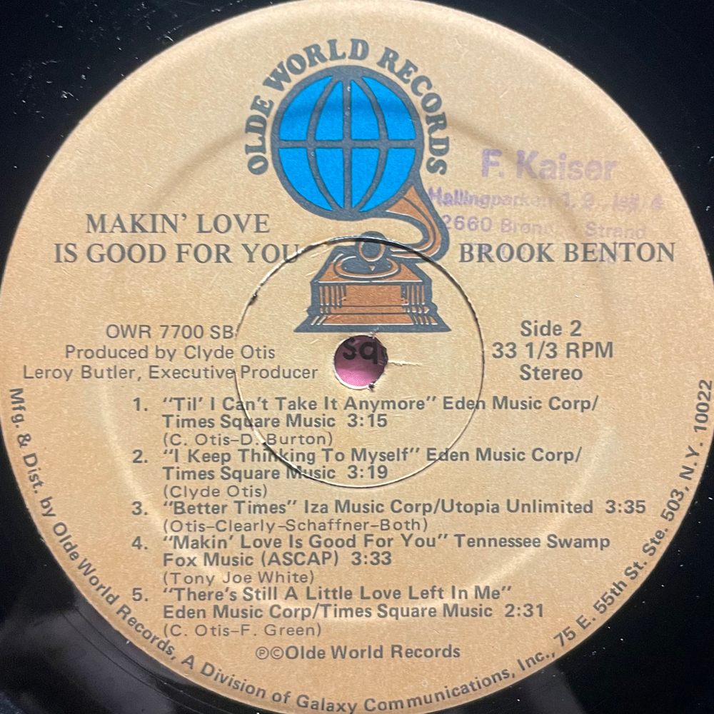 Brook Benton ‎– Makin' Love Is Good For You (США 1977г.)