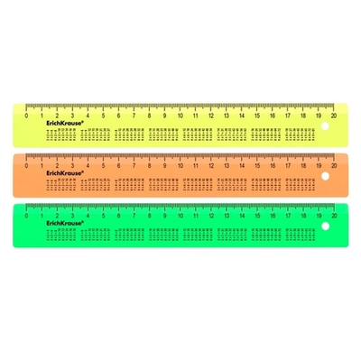 Линейка ErichKrause Neon 20 см с таблицей умножения, пластик, ассорти