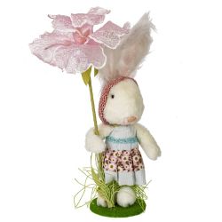 GAEM Фигурка декоративная "Зайка с цветком", L12 W10,5 H39 см
