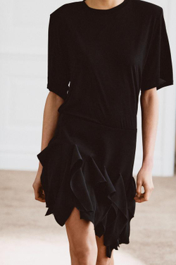 ZARA КОРОТКАЯ ЮБКА С ВОЛАНАМИ — ZW COLLECTION, ЧЕРНЫЙ