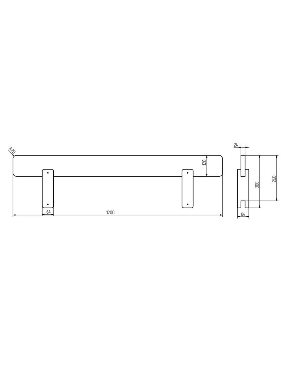 Бортик безопасности для двухъярусной кровати Дана, из массива сосны, белый воск