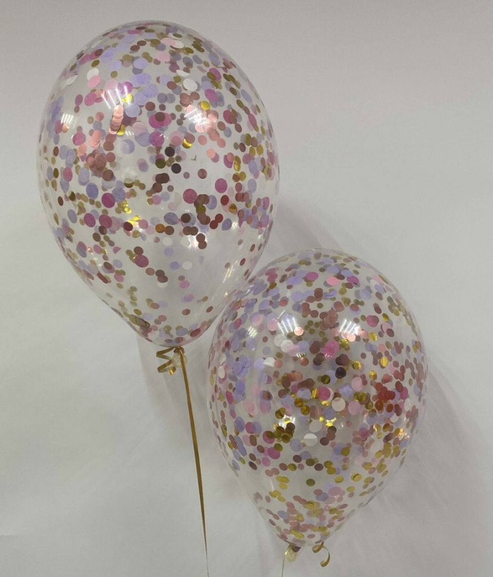 Шар с конфетти Розовый+Сирень+Фуксия+Золото