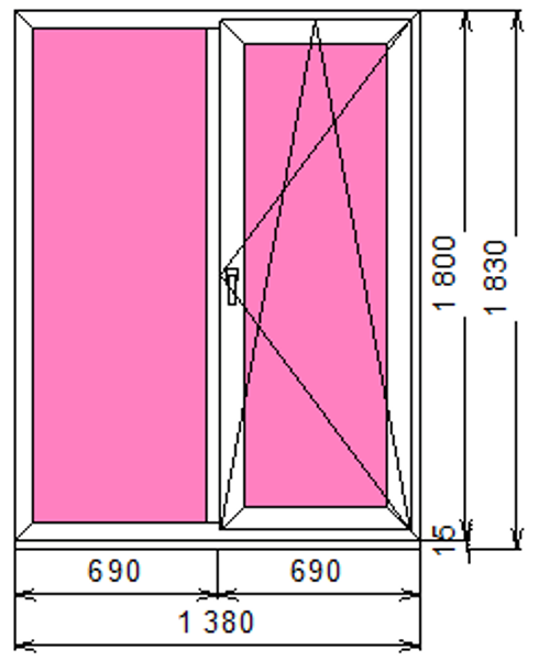 Пластиковое окно 1800 х 1380 ТермА Эко