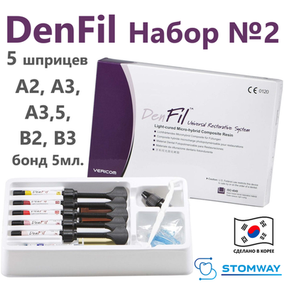DenFil Kit Набор №2 (A2, A3, A3,5, B2, B3) (5шпр.*4гр.+5мл. бонд) ДенФил, пломбировочный материал