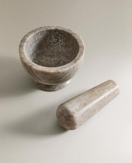 ZARA HOME ПЕСТИК И СТУПКА ИЗ МРАМОРА, СЕРЫЙ