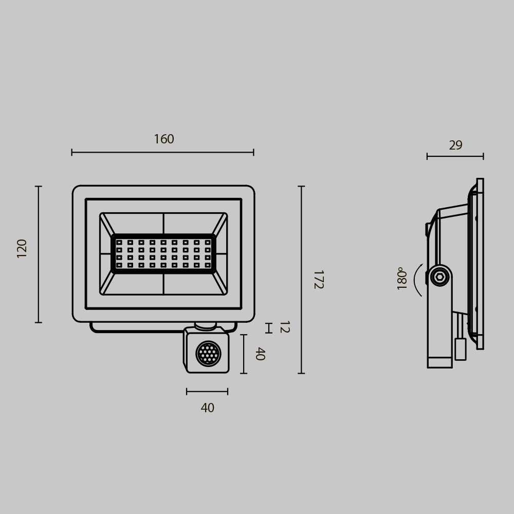 Прожектор светодиодный с датчиком движения ip65 30Вт Flood