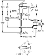 Смеситель для биде GROHE Eurosmart с донным клапаном, S-size, черный матовый (329292433)