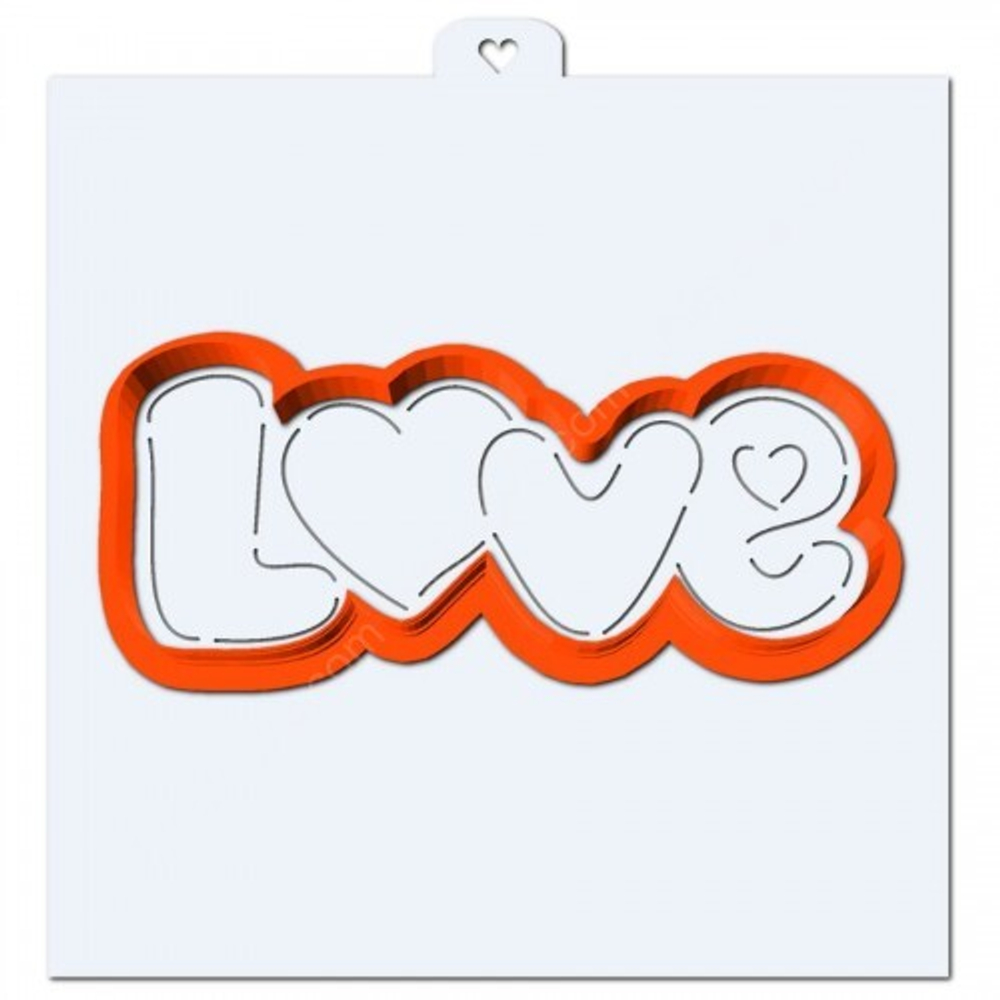 Надпись "Love" №3. Форма для пряников с трафаретом. (Трафарет+форма)