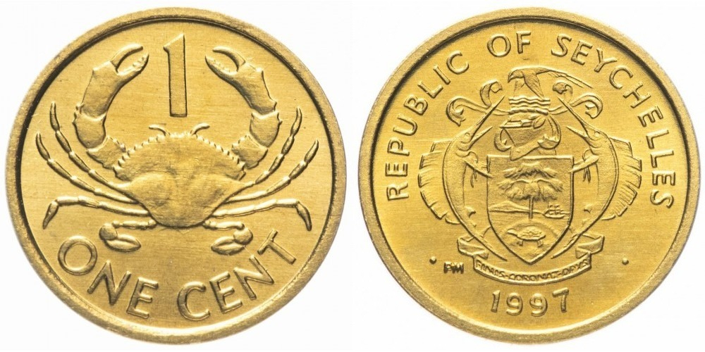 Сейшелы 1 цент, 1982-2004 Краб aUNC